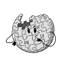 Wiky, mascotte du logo Wikipédia, affichant un air plein de doutes